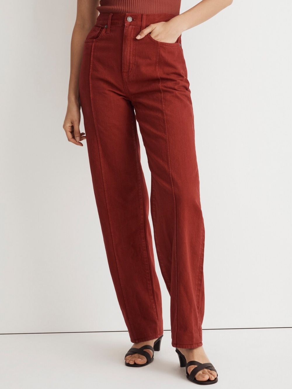 NWT Madewell Baggy Straight Jeans Garment-Dyed Edition in Garnet Stone Sz 30
